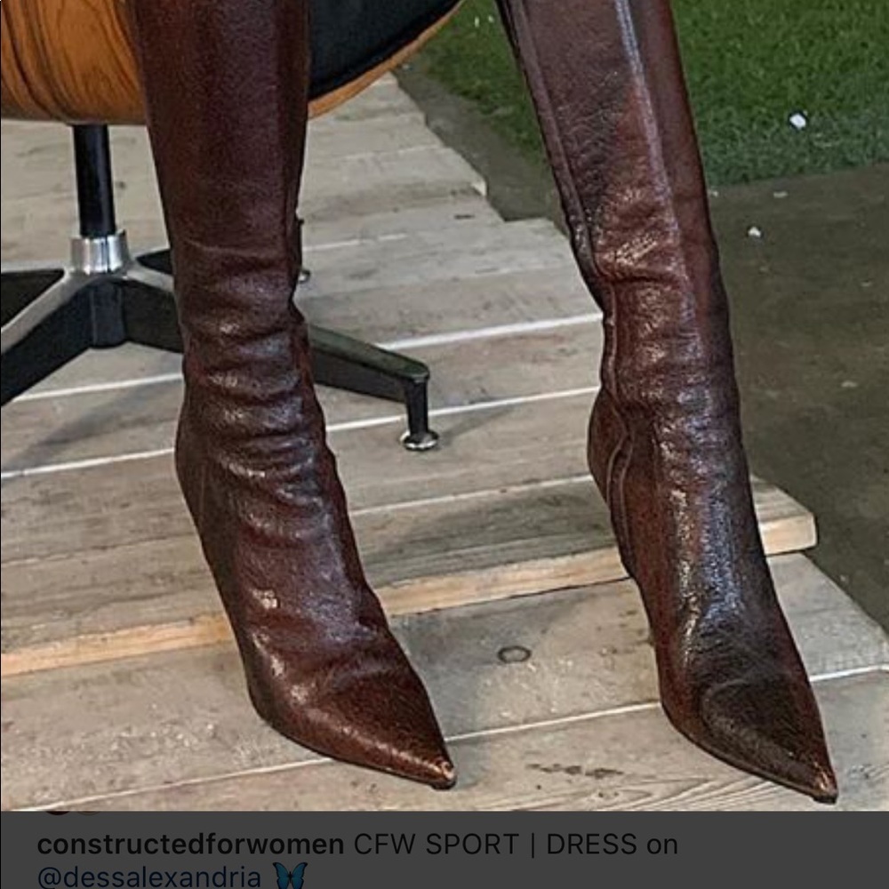 Burgundy textured knee high boots